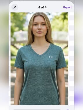Under Armour Women's Heather Teal V-Neck Athletic Tee